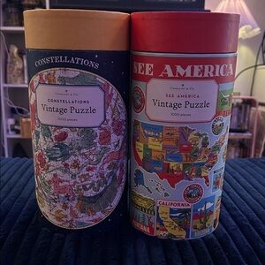 Cavallini and Co. 1000 Piece Puzzle lot of 2, America, Constellations